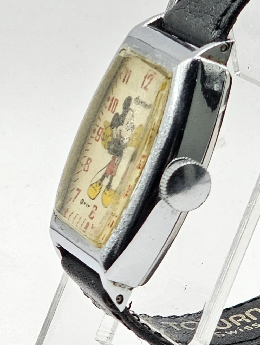 Rare 1947 Ingersoll US Time Mickey Mouse (Measles) Wristwatch Running